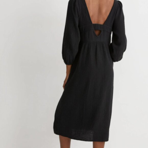 Madewell Black Lightspun V-Neck Midi Dress - Picture 4 of 4